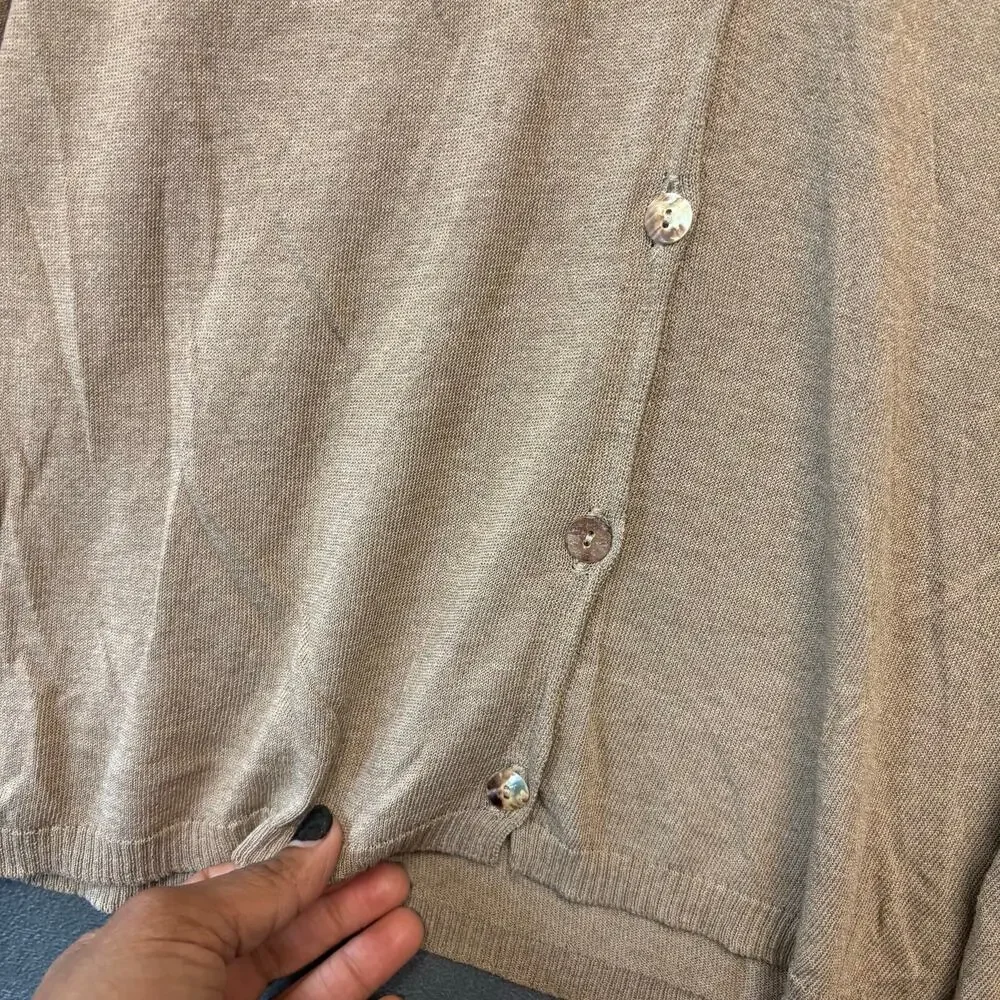 Niu Made in Italy Colorblock Cardigan Blue Tan V-Neck Medium Button Down Preppy - Picture 7 of 12
